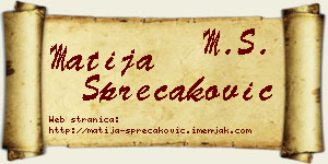 Matija Sprečaković vizit kartica